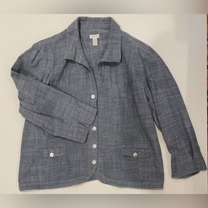 Chico's Chambray Soft Denim Button Down Shirt Jacket Shacket Size 3